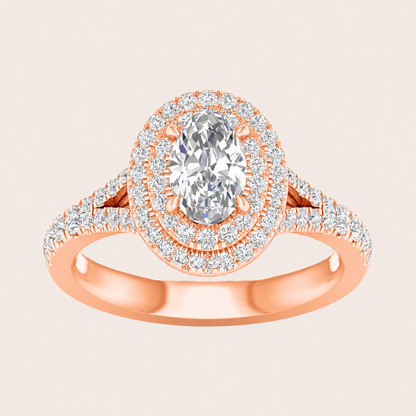1.25CT Oval Cut Lab Grown Diamond Double Halo Ring