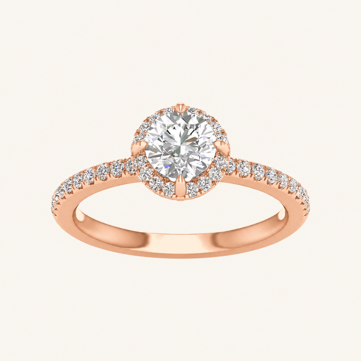 1.25CT Round Cut Lab Grown Diamond Halo Ring