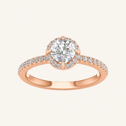 1.25CT Round Cut Lab Grown Diamond Halo Ring