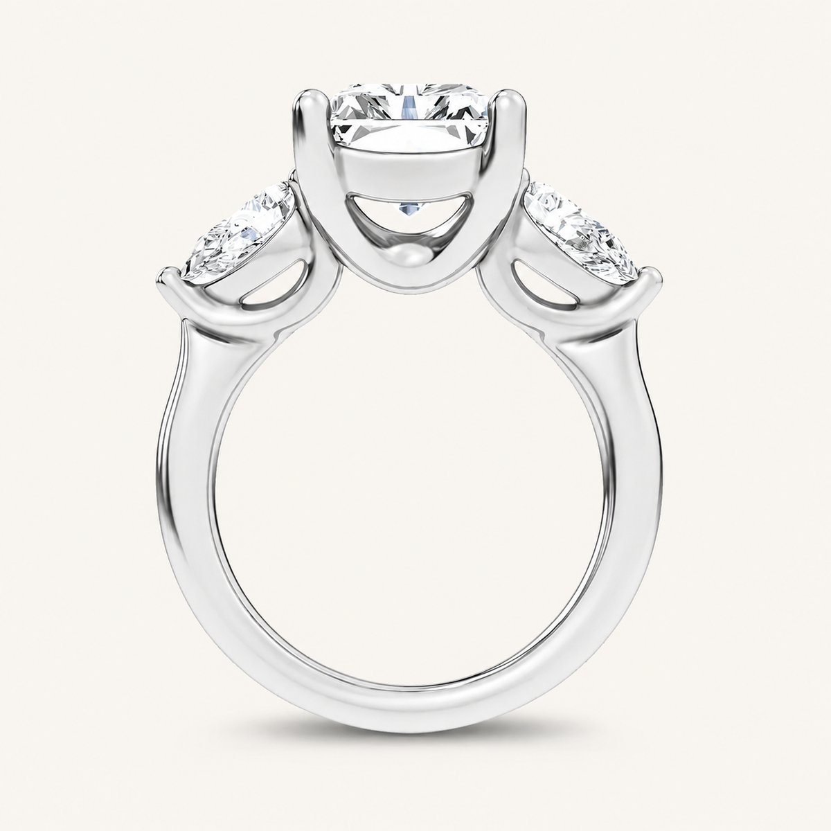 6CT Radiant Cut Certified Lab Grown Diamond Three Stone Ring