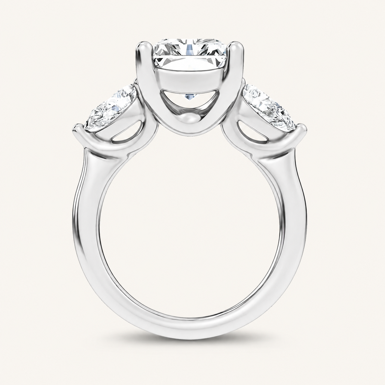 6CT Radiant Cut Certified Lab Grown Diamond Three Stone Ring