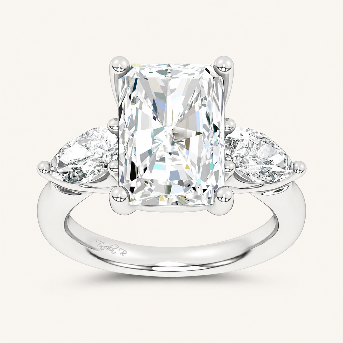 6CT Radiant Cut Certified Lab Grown Diamond Three Stone Ring