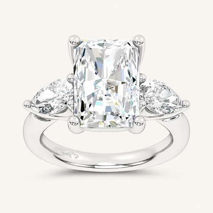 6CT Radiant Cut Certified Lab Grown Diamond Three Stone Ring