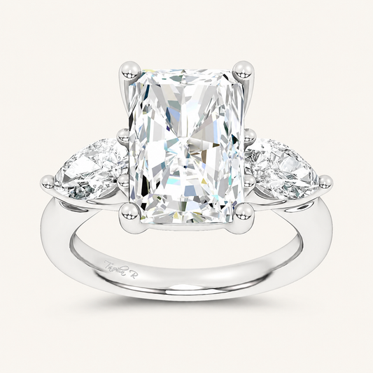 6CT Radiant Cut Certified Lab Grown Diamond Three Stone Ring