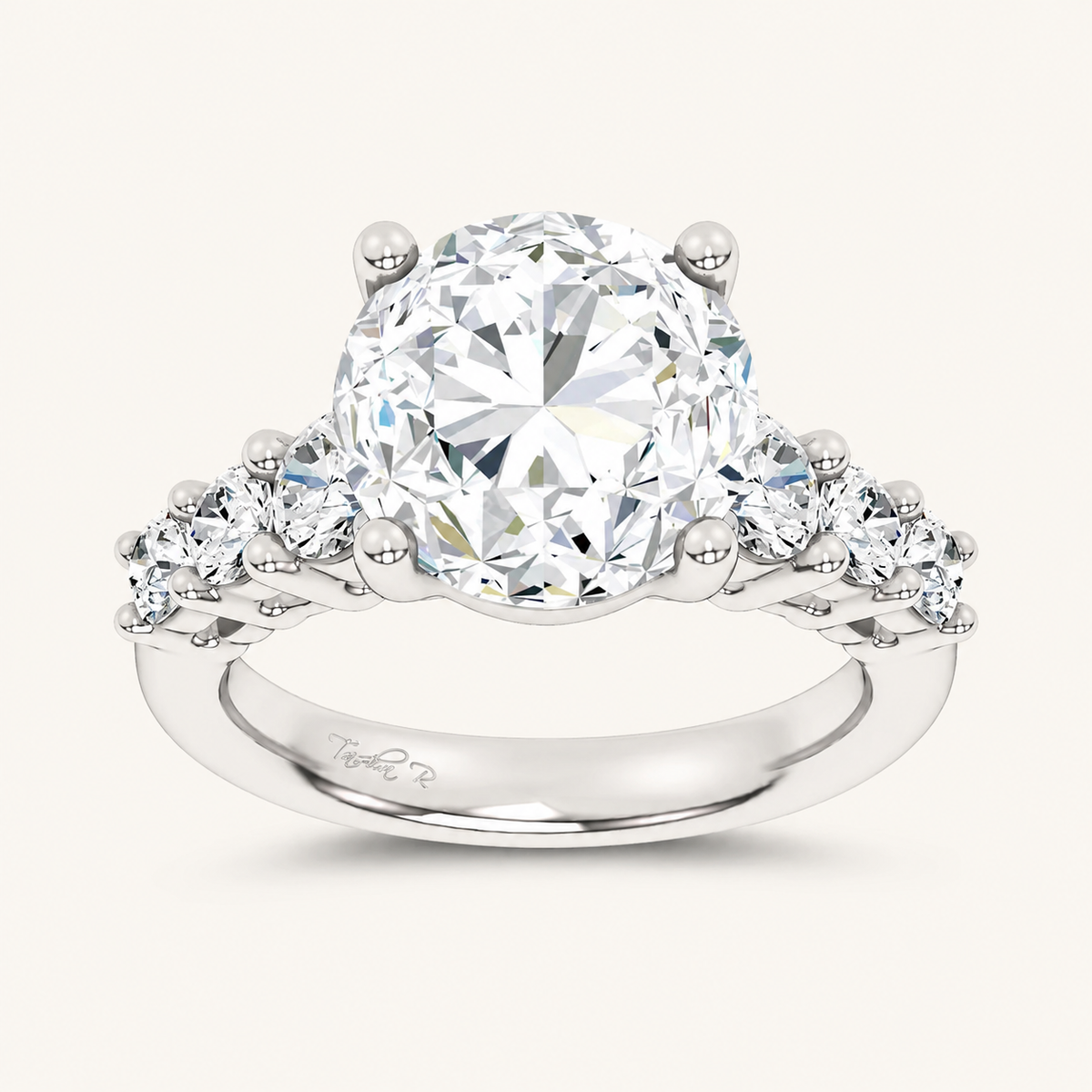 6CT Round Cut Certified Lab Grown Diamond Cluster Ring