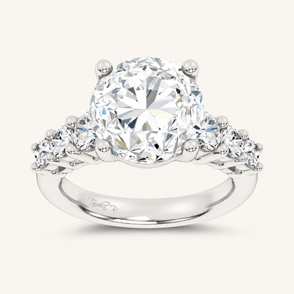 6CT Round Cut Certified Lab Grown Diamond Cluster Ring