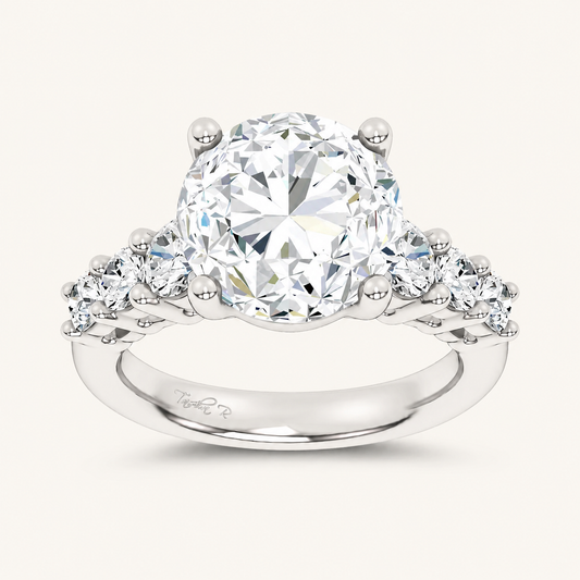 6CT Round Cut Certified Lab Grown Diamond Cluster Ring