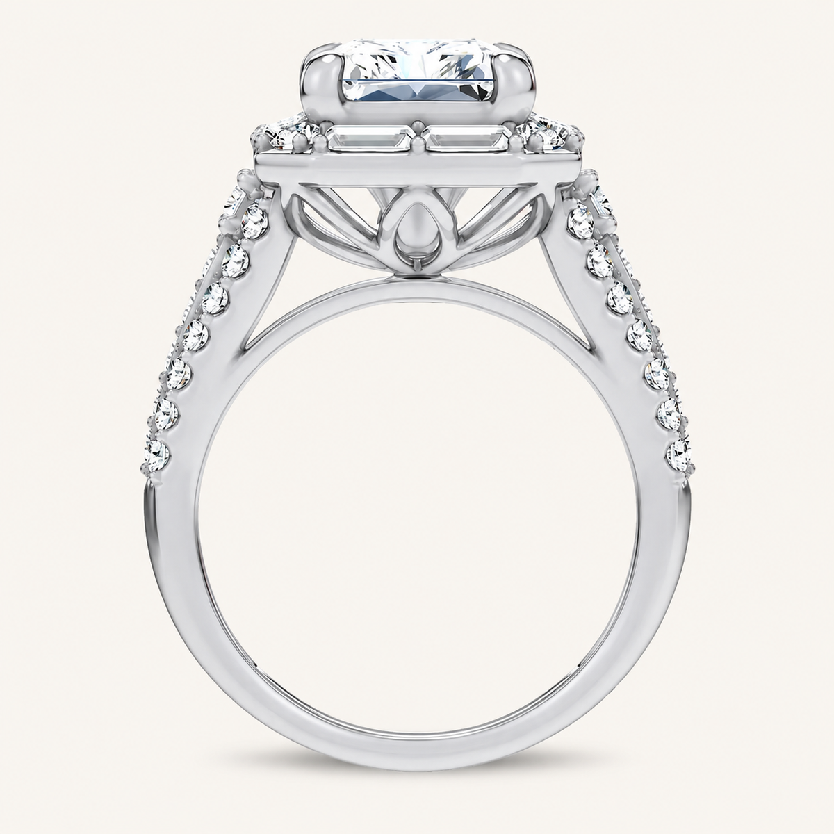 6.6CT Radiant Cut Certified Lab Grown Diamond Cluster Ring