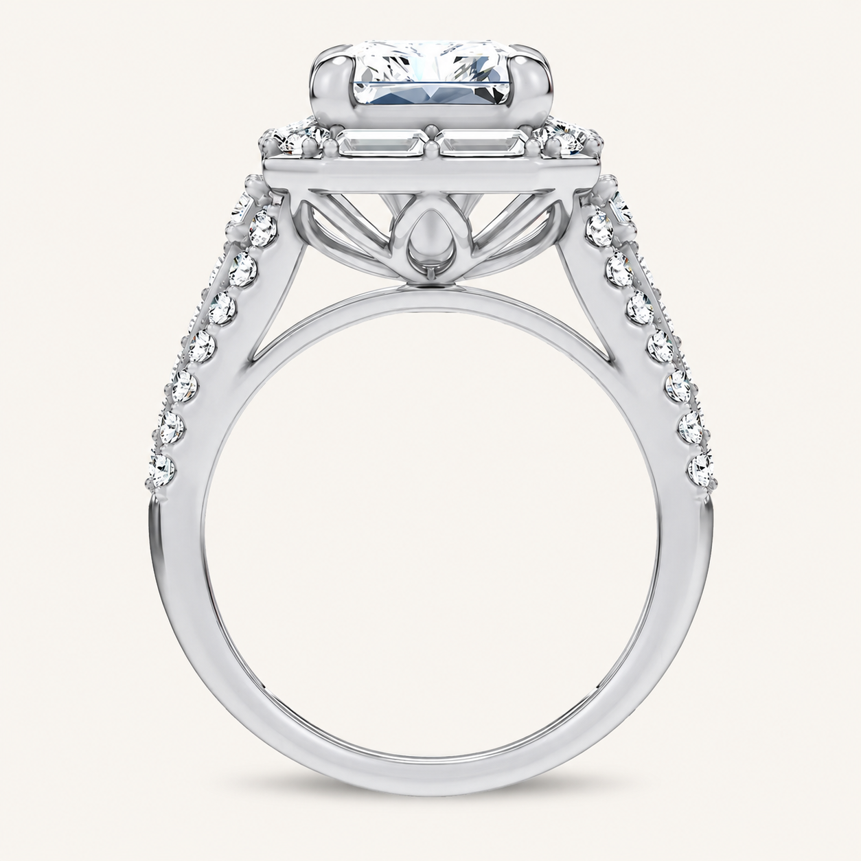 6.6CT Radiant Cut Certified Lab Grown Diamond Cluster Ring