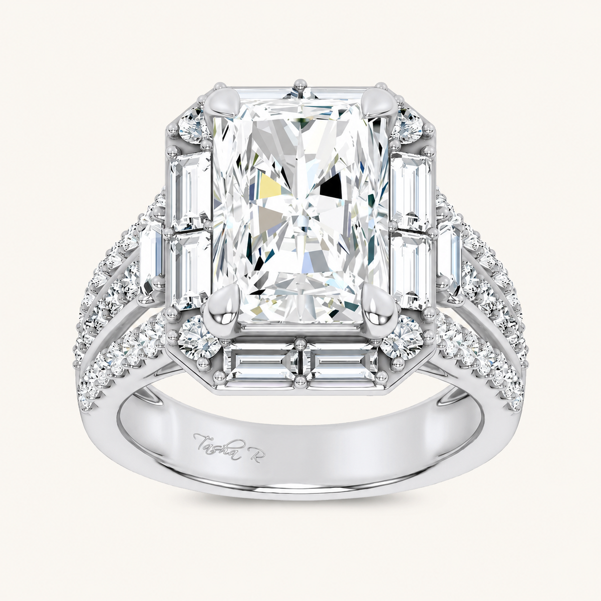 6.6CT Radiant Cut Certified Lab Grown Diamond Cluster Ring