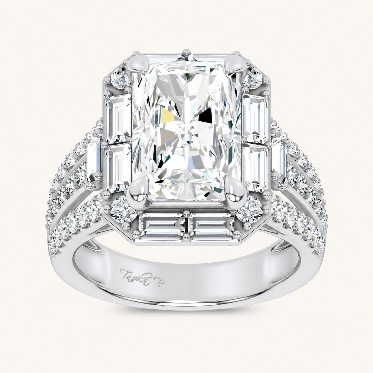 6.6CT Radiant Cut Certified Lab Grown Diamond Cluster Ring