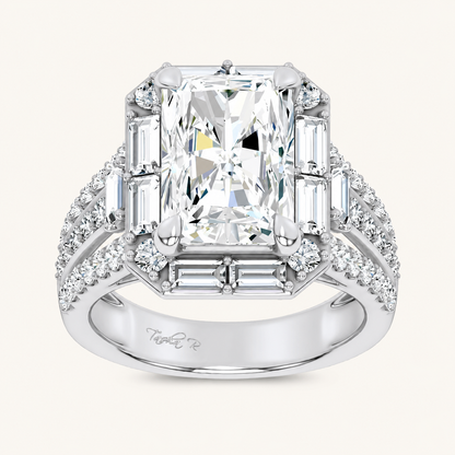 6.6CT Radiant Cut Certified Lab Grown Diamond Cluster Ring