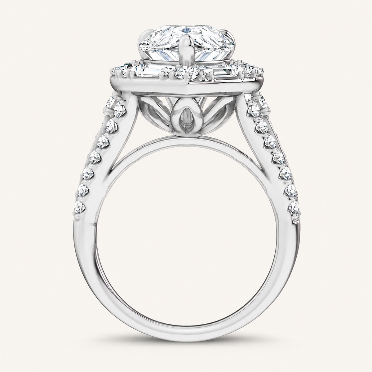 6.6CT Pear Cut Certified Lab Grown Diamond Cluster Ring