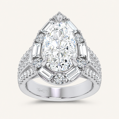 6.6CT Pear Cut Certified Lab Grown Diamond Cluster Ring