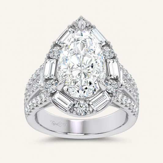 6.6CT Pear Cut Certified Lab Grown Diamond Cluster Ring