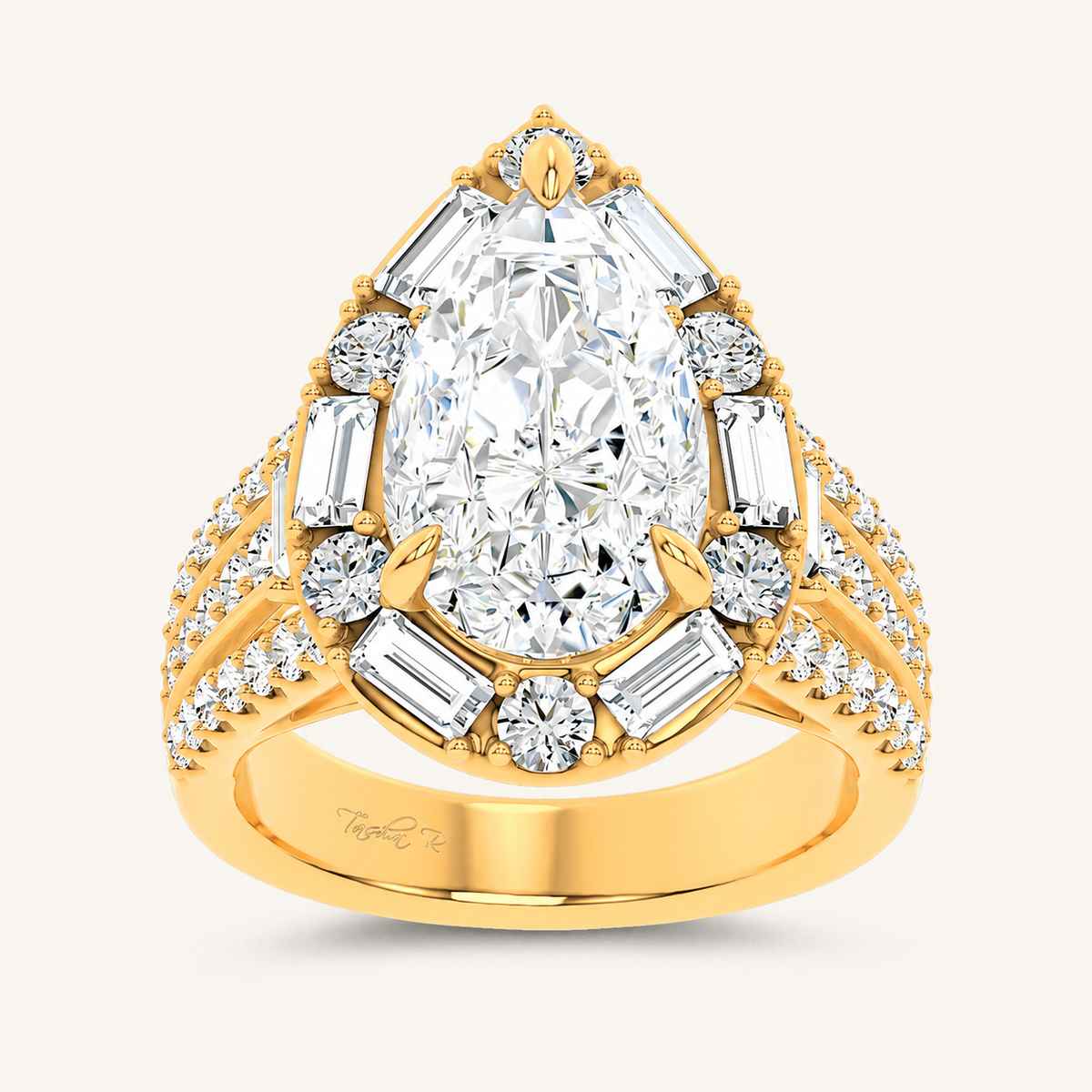 6.6CT Pear Cut Certified Lab Grown Diamond Cluster Ring