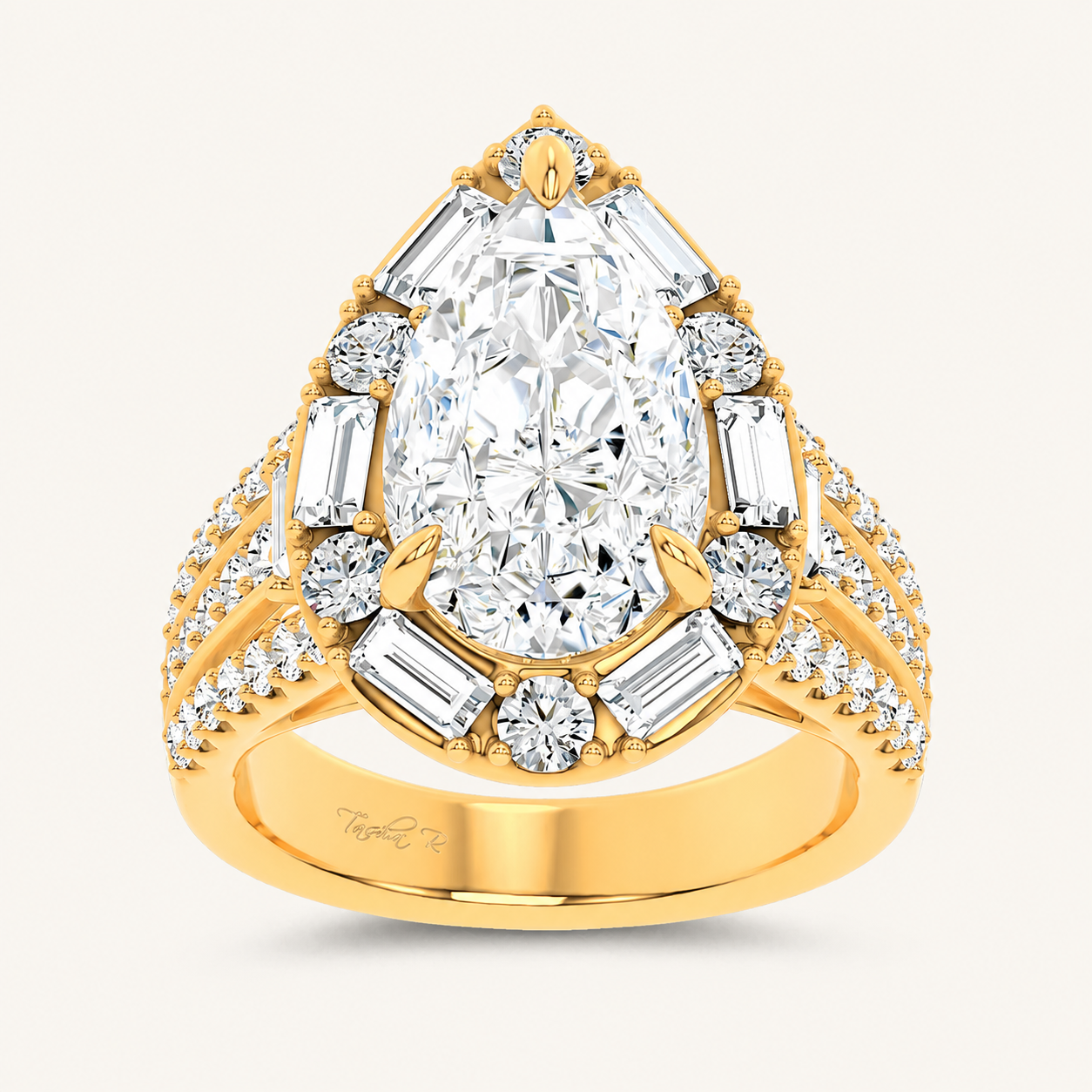 6.6CT Pear Cut Certified Lab Grown Diamond Cluster Ring