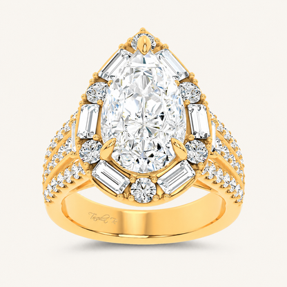 6.6CT Pear Cut Certified Lab Grown Diamond Cluster Ring
