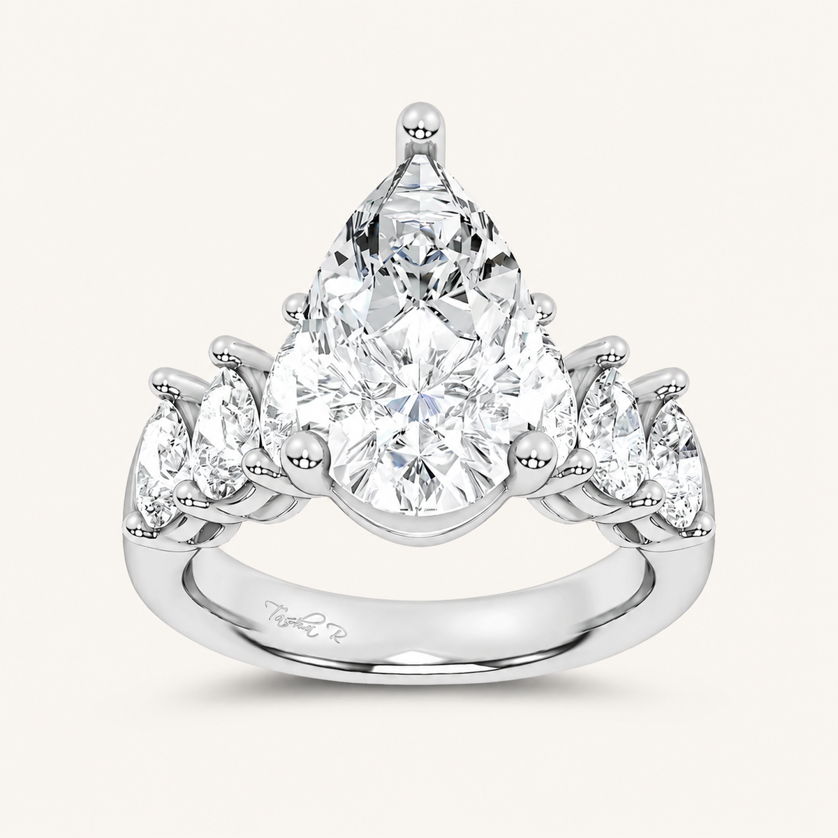 6.6CT Pear Cut Certified Lab Grown Diamond Cluster Ring