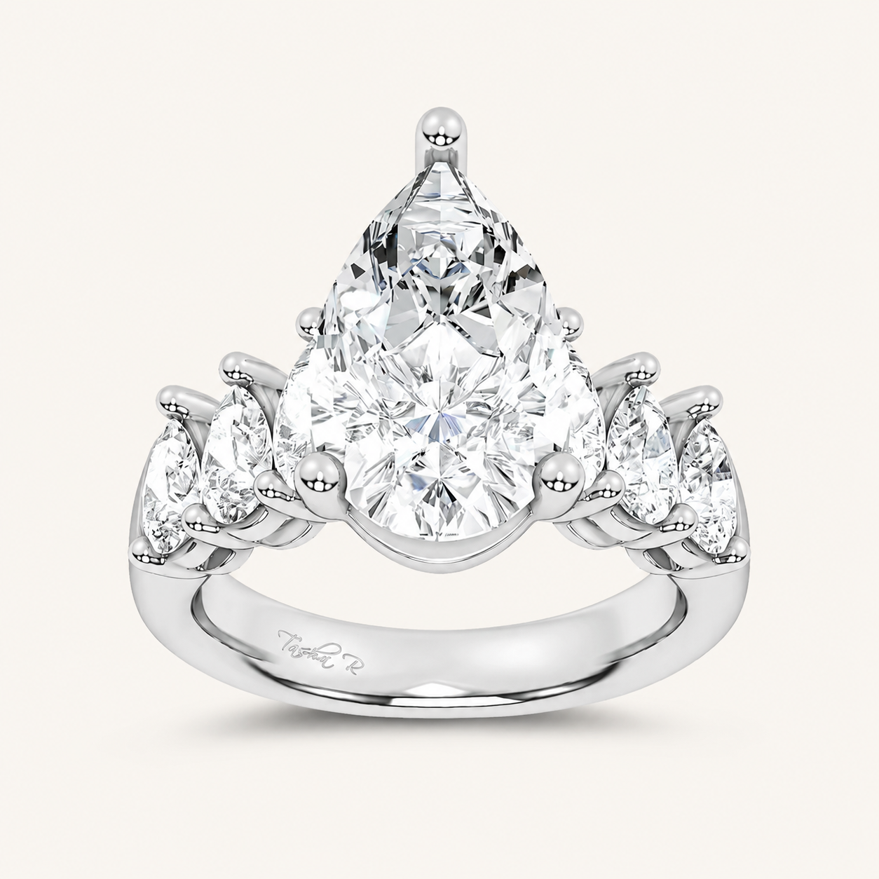 6.6CT Pear Cut Certified Lab Grown Diamond Cluster Ring