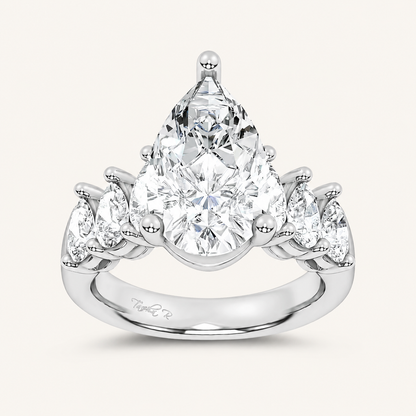 6.6CT Pear Cut Certified Lab Grown Diamond Cluster Ring