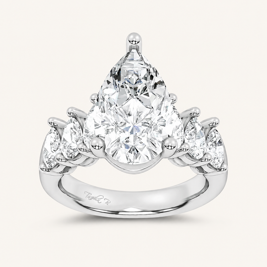 6.6CT Pear Cut Certified Lab Grown Diamond Cluster Ring