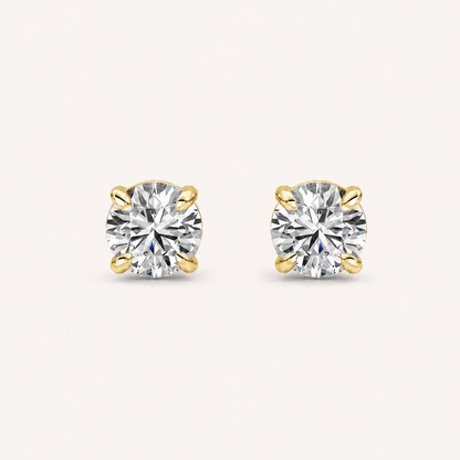 1CT Round Cut Lab Grown Diamond Four-Prong Stud Earrings