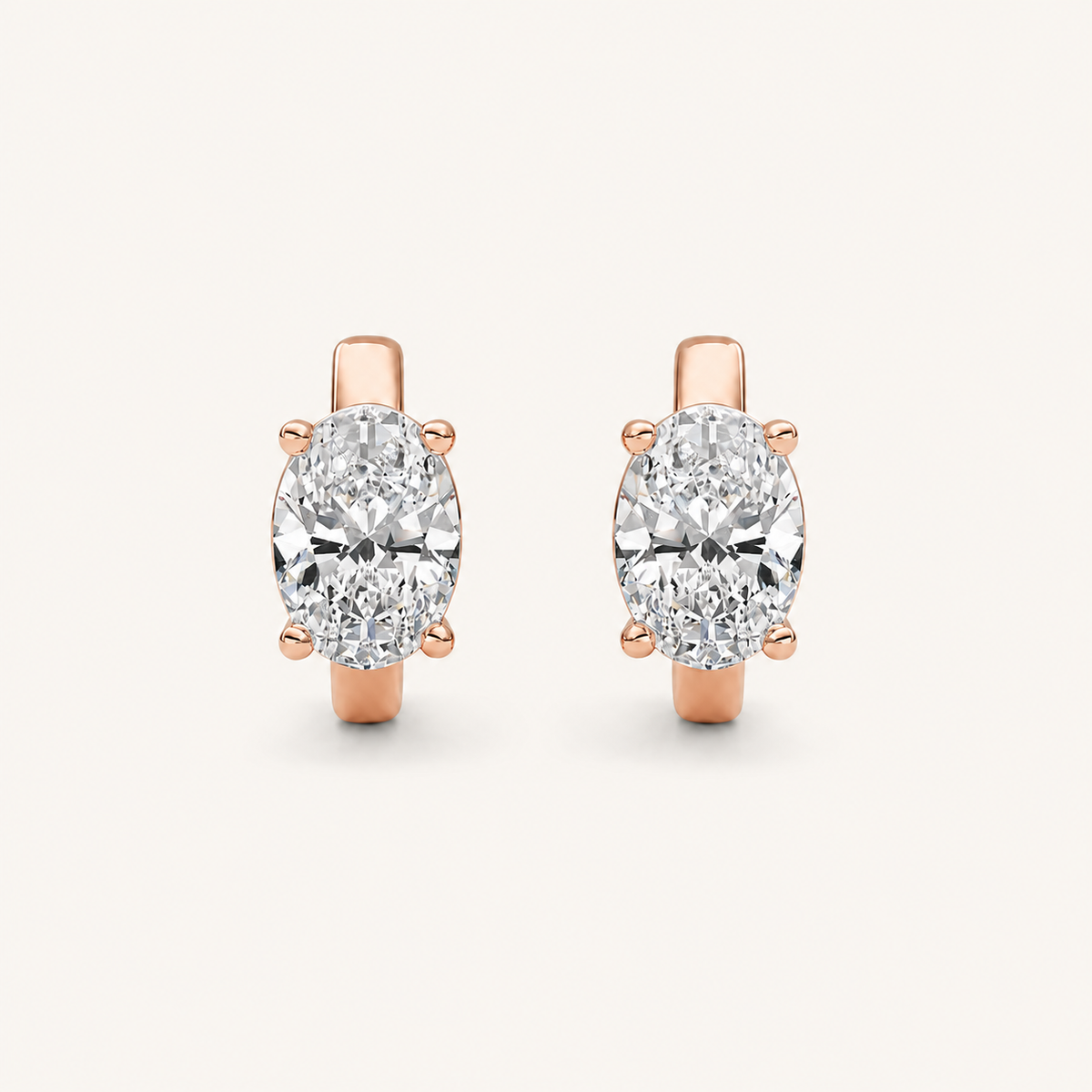 2CT Oval Cut Lab Grown Diamond Huggie Earrings