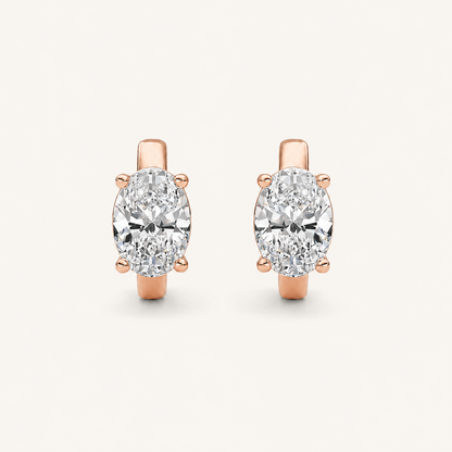 2CT Oval Cut Lab Grown Diamond Huggie Earrings