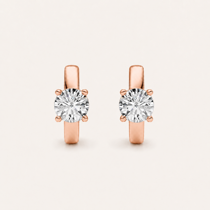 1CT Round Cut Lab Grown Diamond Huggie Earrings