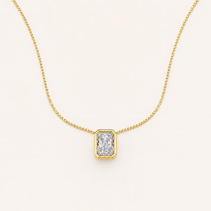 1.00 CT Radiant Cut Lab Grown Diamond Bezel Set Solitaire Pendant