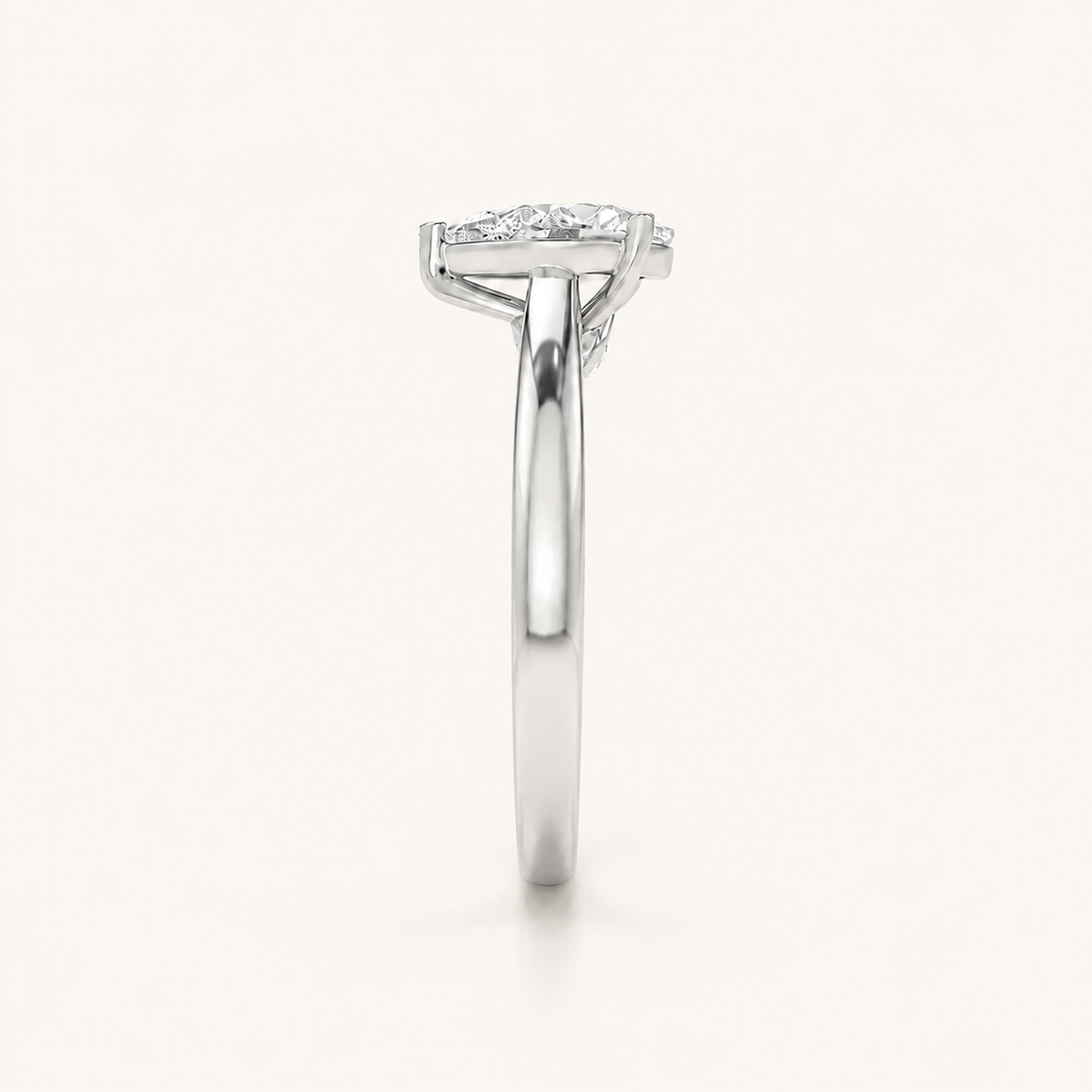 1.25 CT Pear Cut Lab Grown Diamond Accented Bridge Shank Solitaire Ring