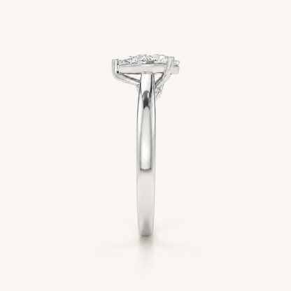 1.25 CT Pear Cut Lab Grown Diamond Accented Bridge Shank Solitaire Ring