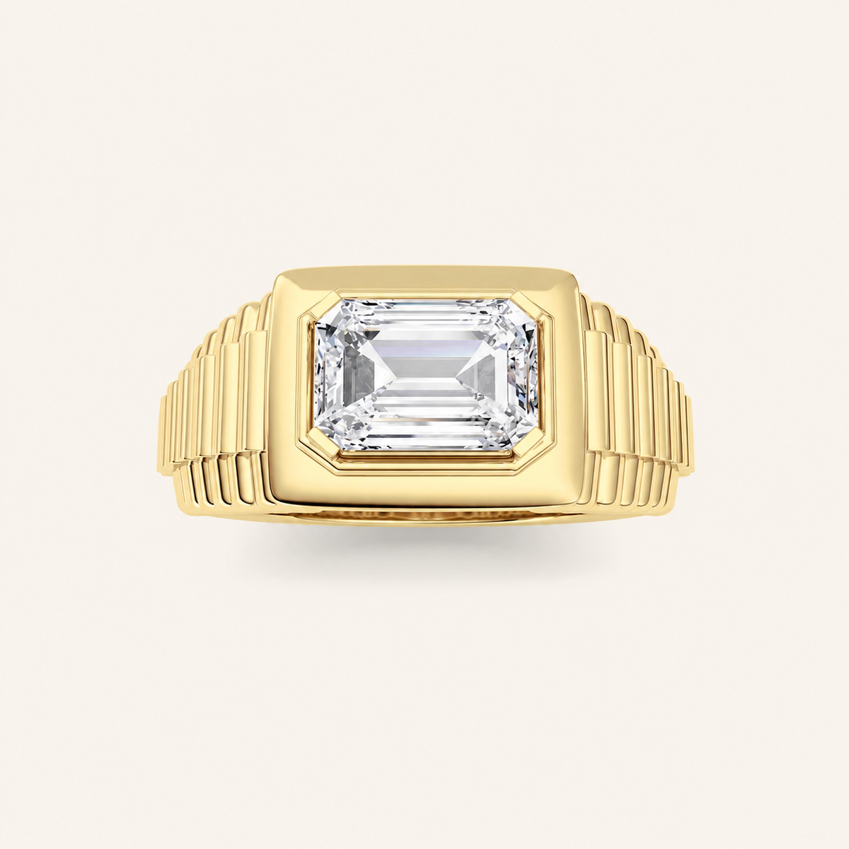 2.5CT Emerald Cut Lab Grown Diamond Men's Ring