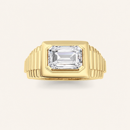 2.5CT Emerald Cut Lab Grown Diamond Men's Ring