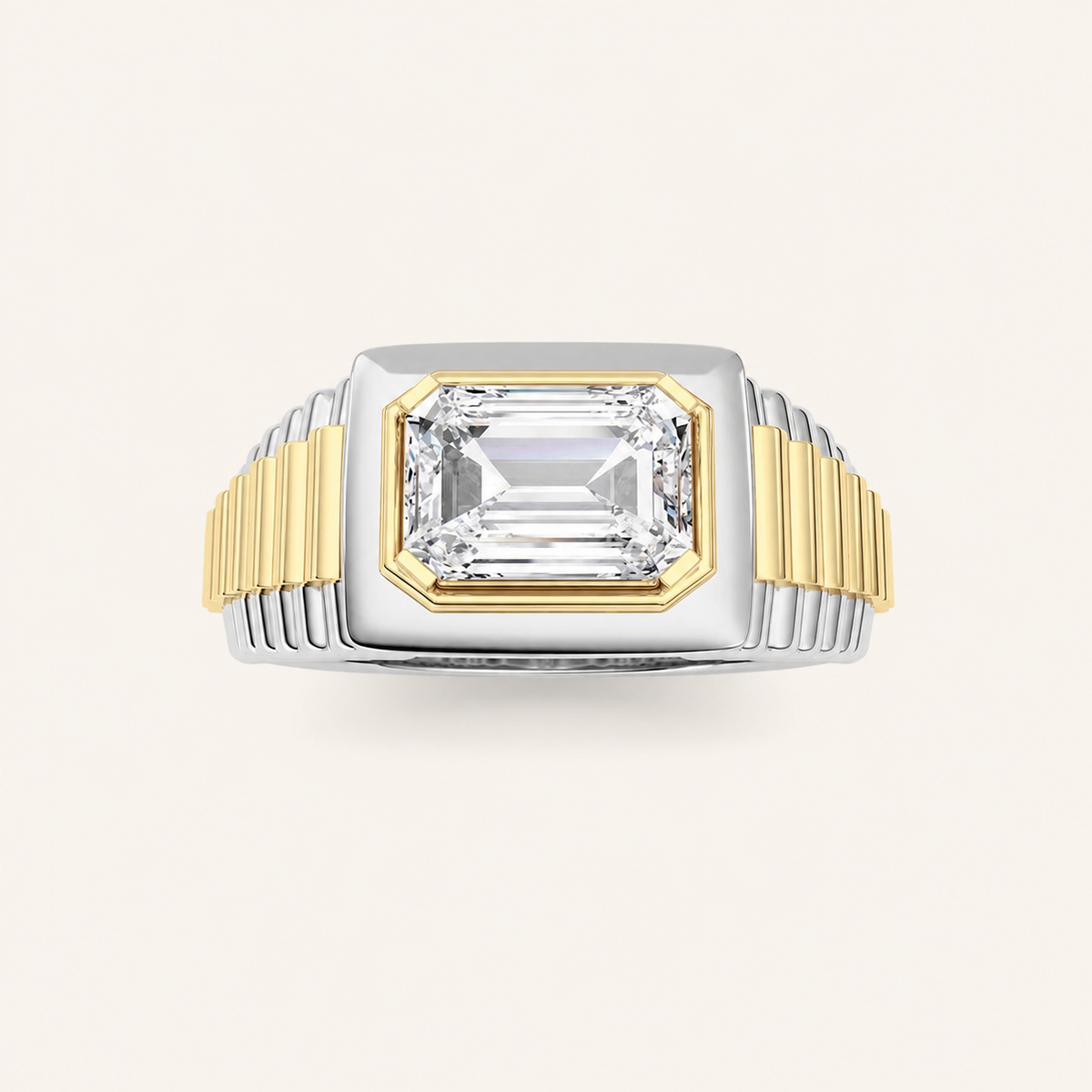 2.5CT Emerald Cut Lab Grown Diamond Men's Ring