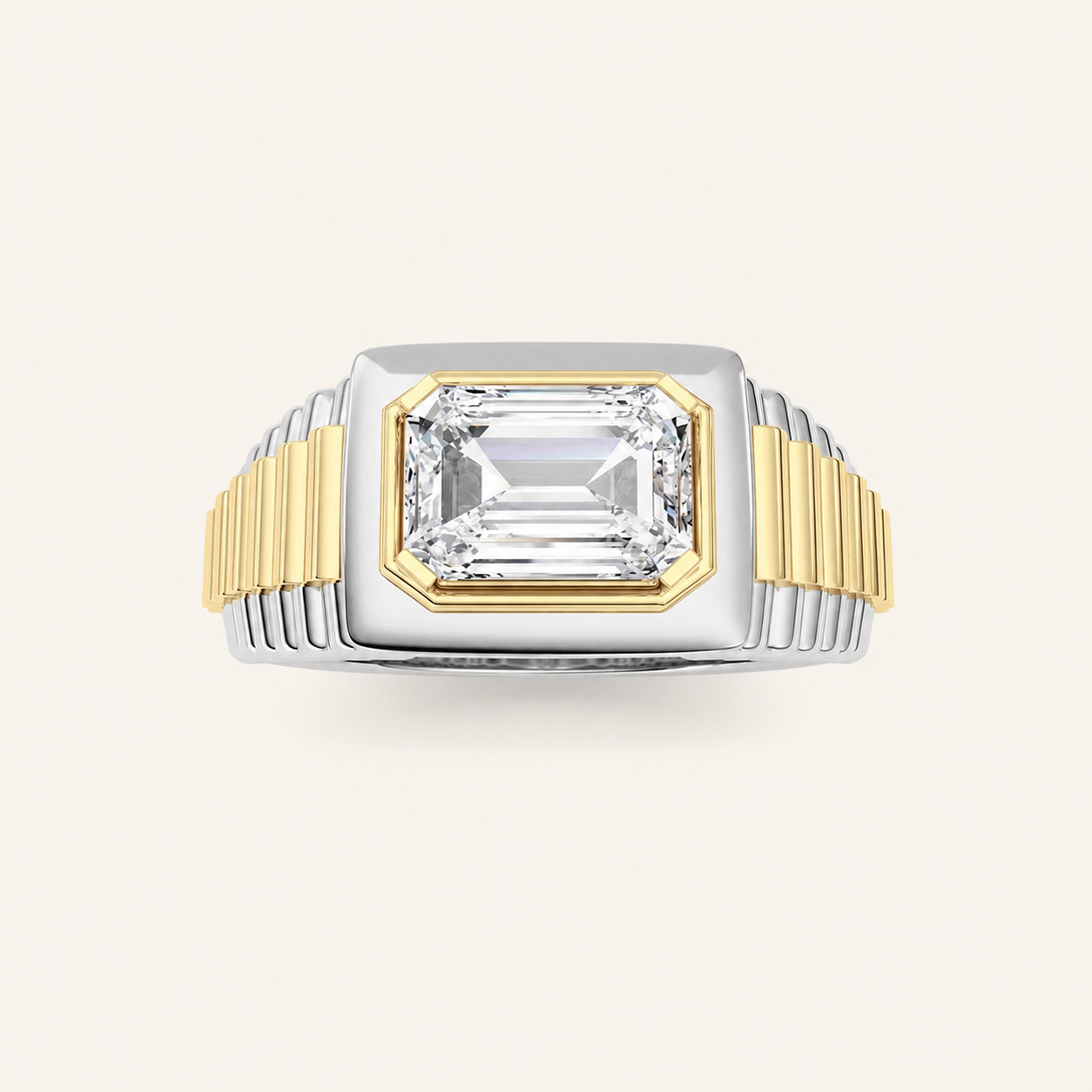 2.5CT Emerald Cut Lab Grown Diamond Men's Ring
