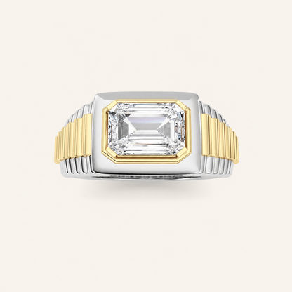 2.5CT Emerald Cut Lab Grown Diamond Men's Ring
