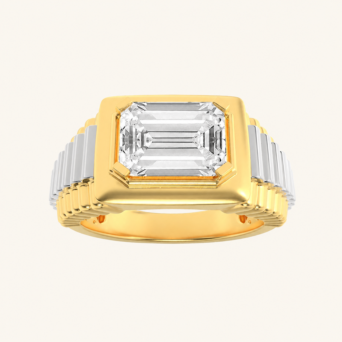 2.5CT Emerald Cut Lab Grown Diamond Men's Ring