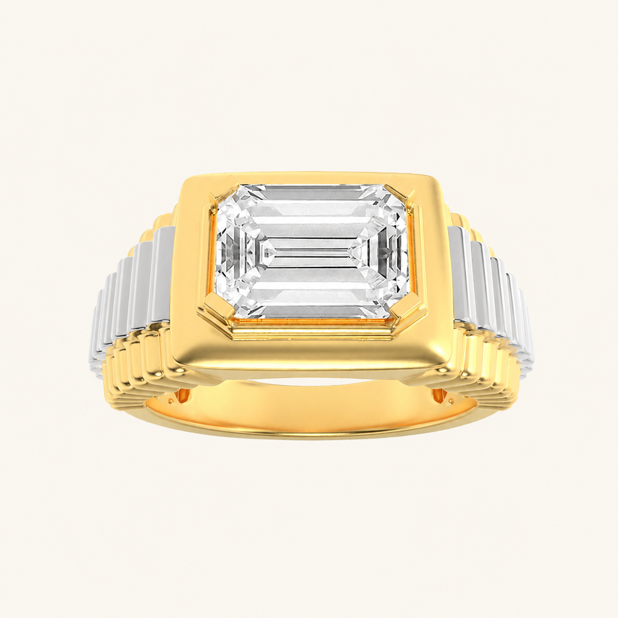 2.5CT Emerald Cut Lab Grown Diamond Men's Ring
