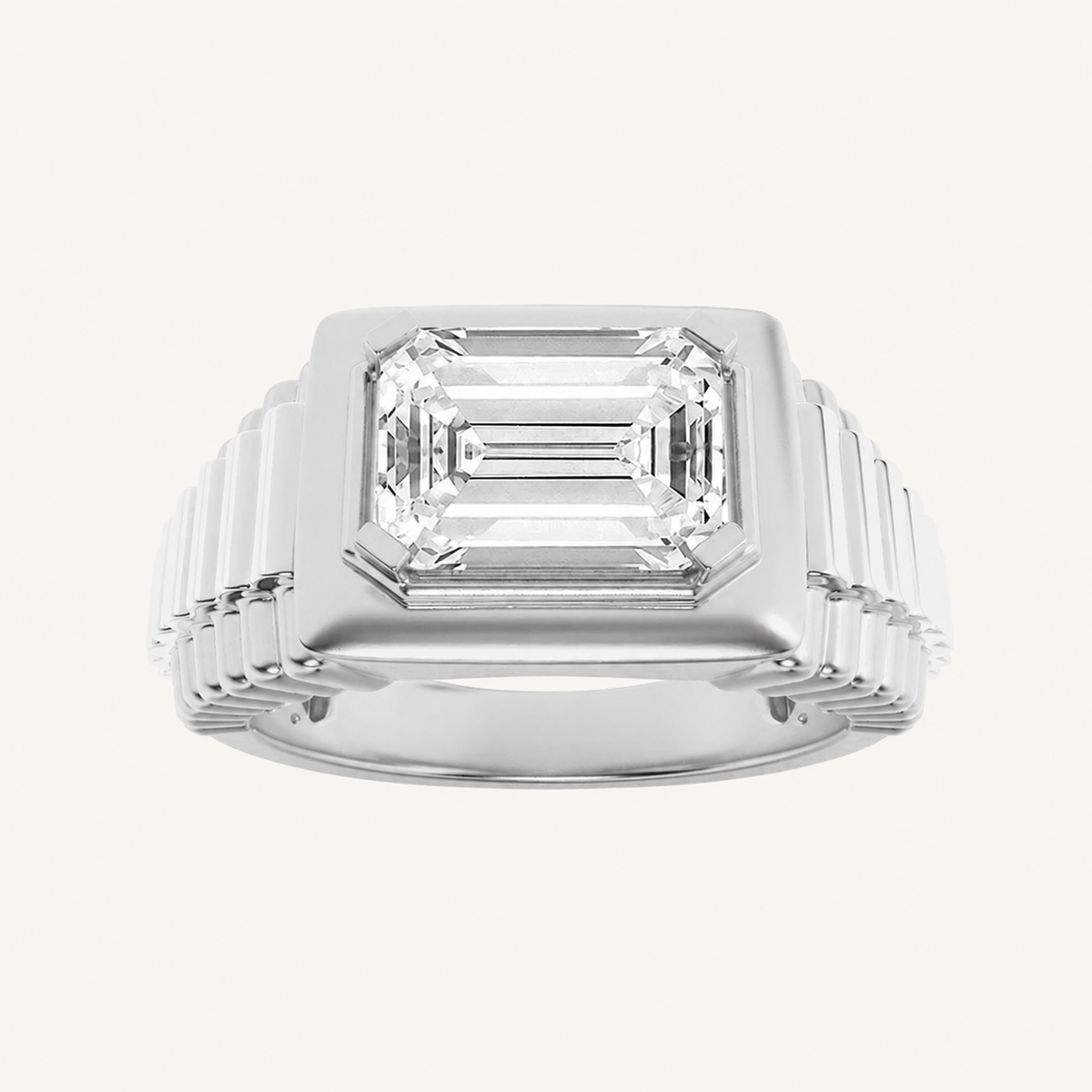 2.5CT Emerald Cut Lab Grown Diamond Men's Ring