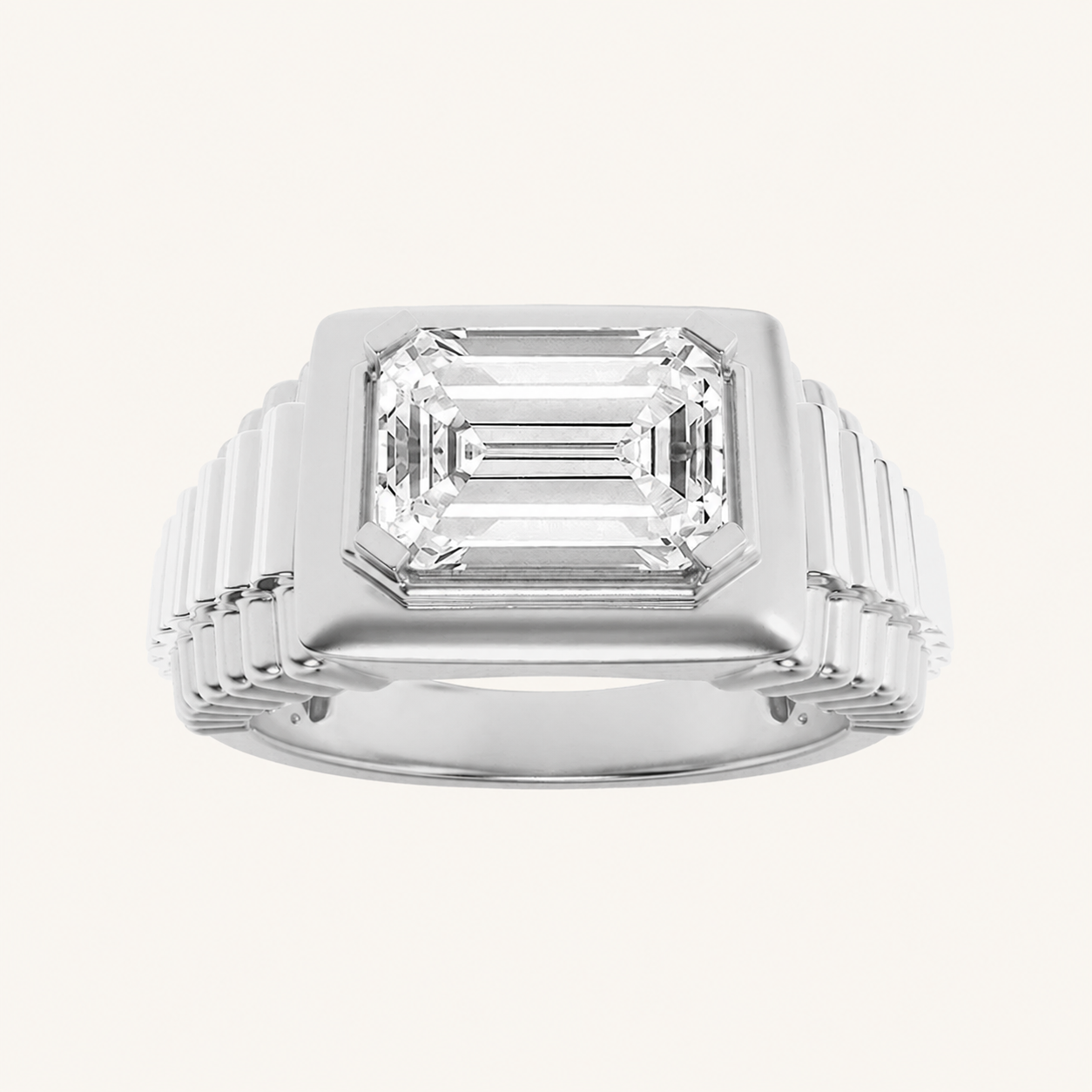 2.5CT Emerald Cut Lab Grown Diamond Men's Ring