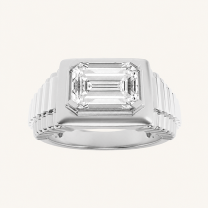 2.5CT Emerald Cut Lab Grown Diamond Men's Ring