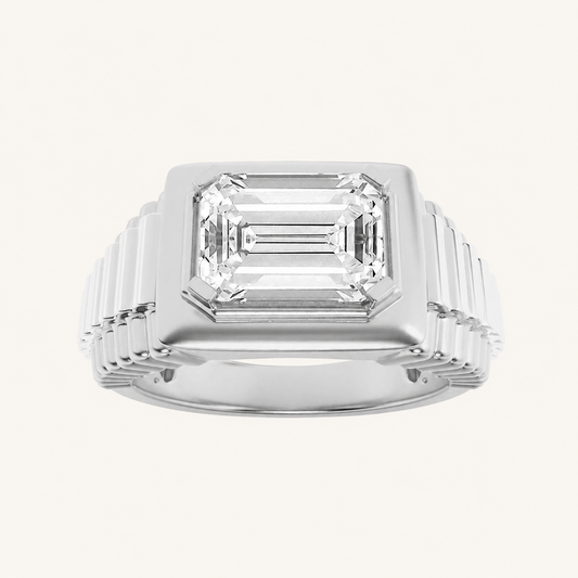 2.5CT Emerald Cut Lab Grown Diamond Men's Ring