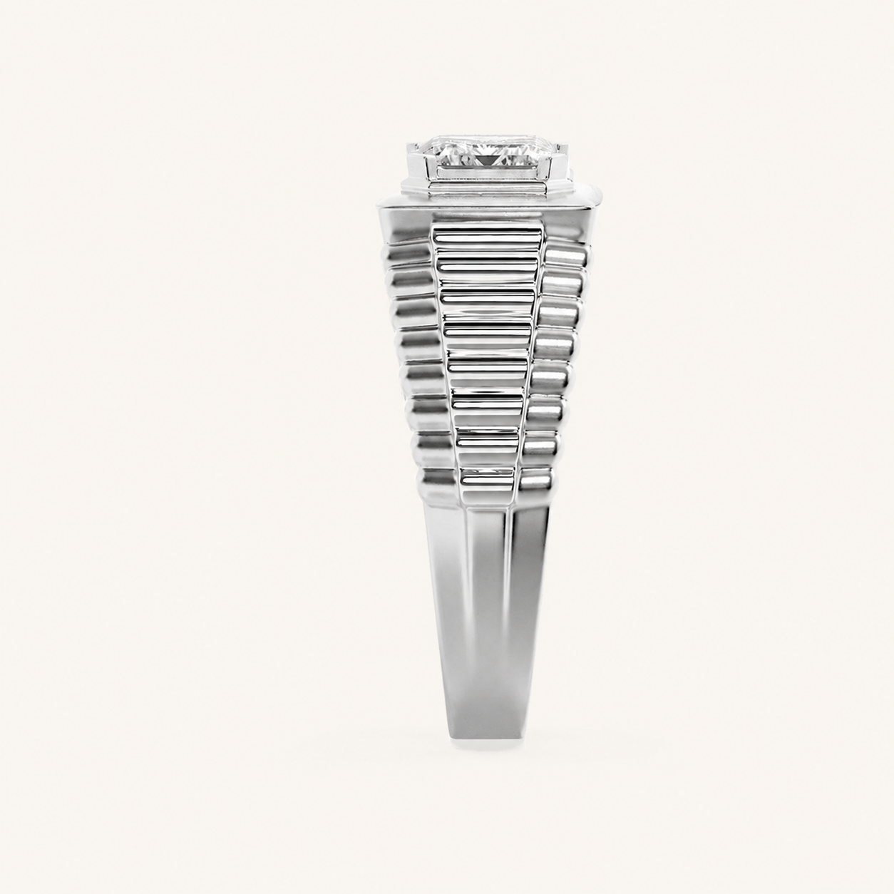2.5CT Emerald Cut Lab Grown Diamond Men's Ring