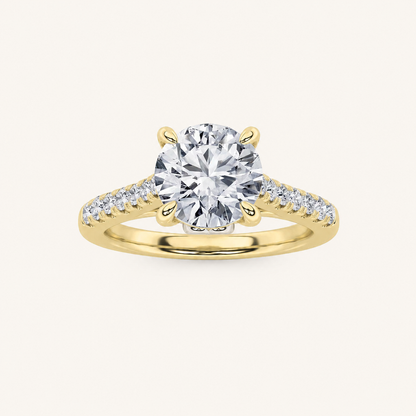 2.5CT Round Cut Lab Grown Diamond Petite Shank Accented Engagement Ring