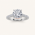 2.5CT Round Cut Lab Grown Diamond Petite Shank Accented Engagement Ring