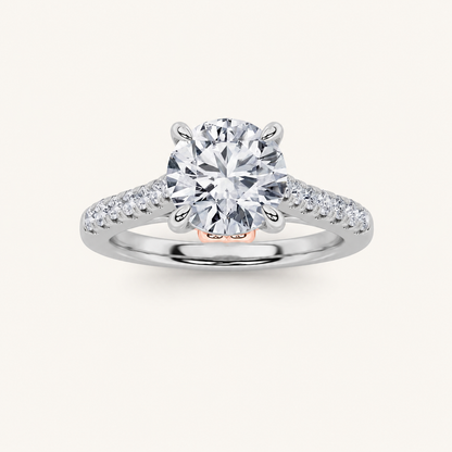 2.5CT Round Cut Lab Grown Diamond Petite Shank Accented Engagement Ring