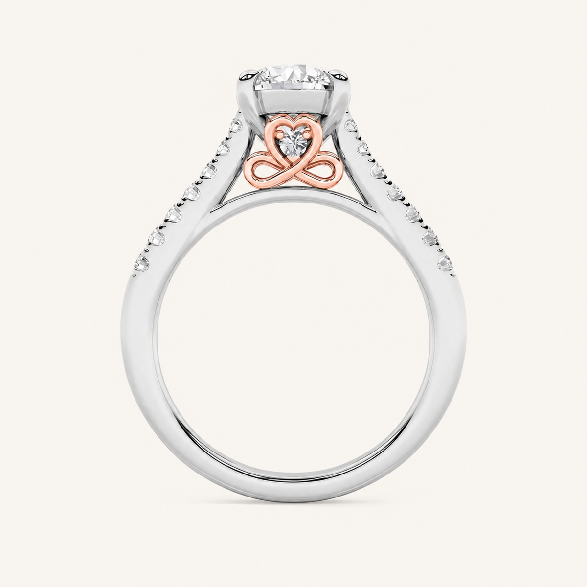 2.5CT Round Cut Lab Grown Diamond Petite Shank Accented Engagement Ring