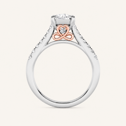 2.5CT Round Cut Lab Grown Diamond Petite Shank Accented Engagement Ring